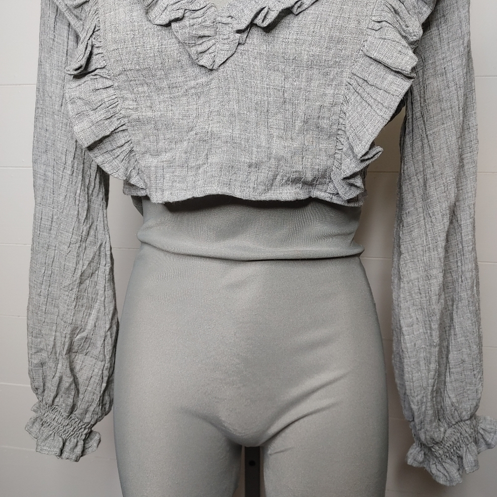ZARA Ruffle Cropped Blouse - Picture 5 of 13